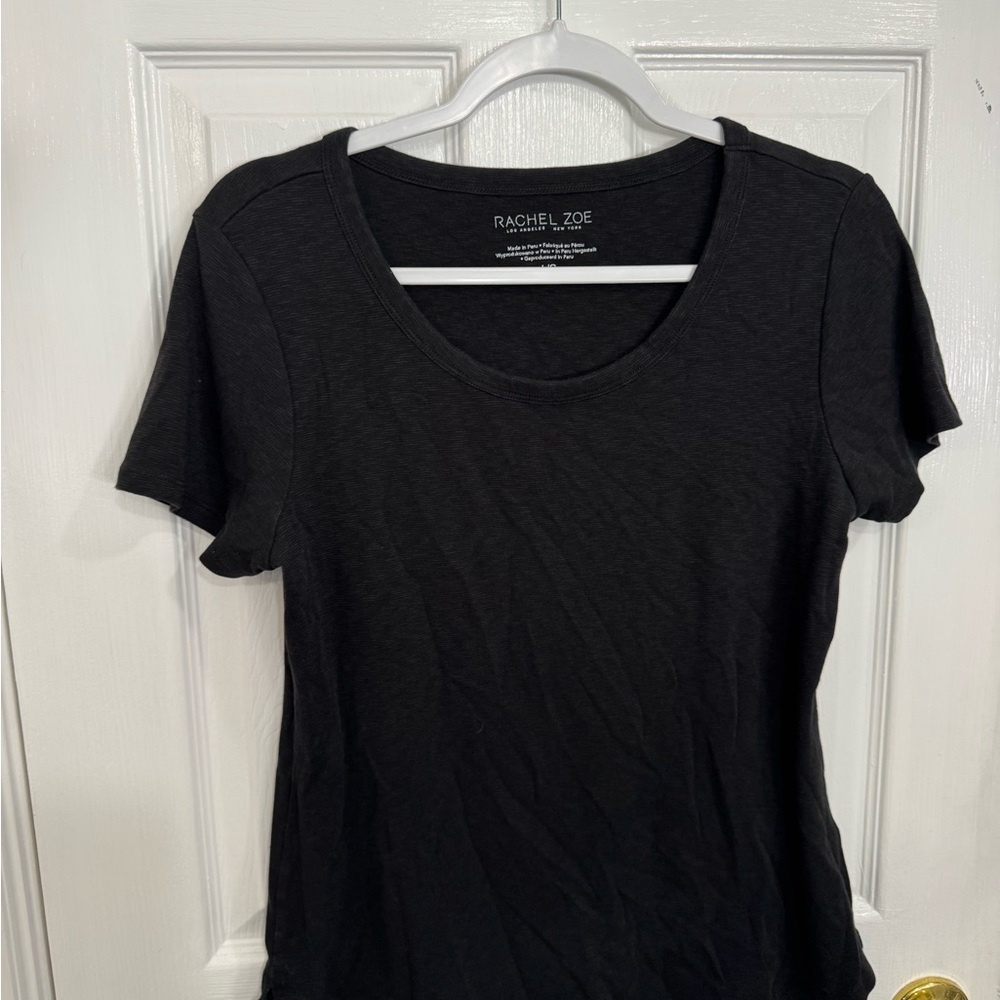 Rachel Zoe Black Scoop Neck Short Sleeve Tee